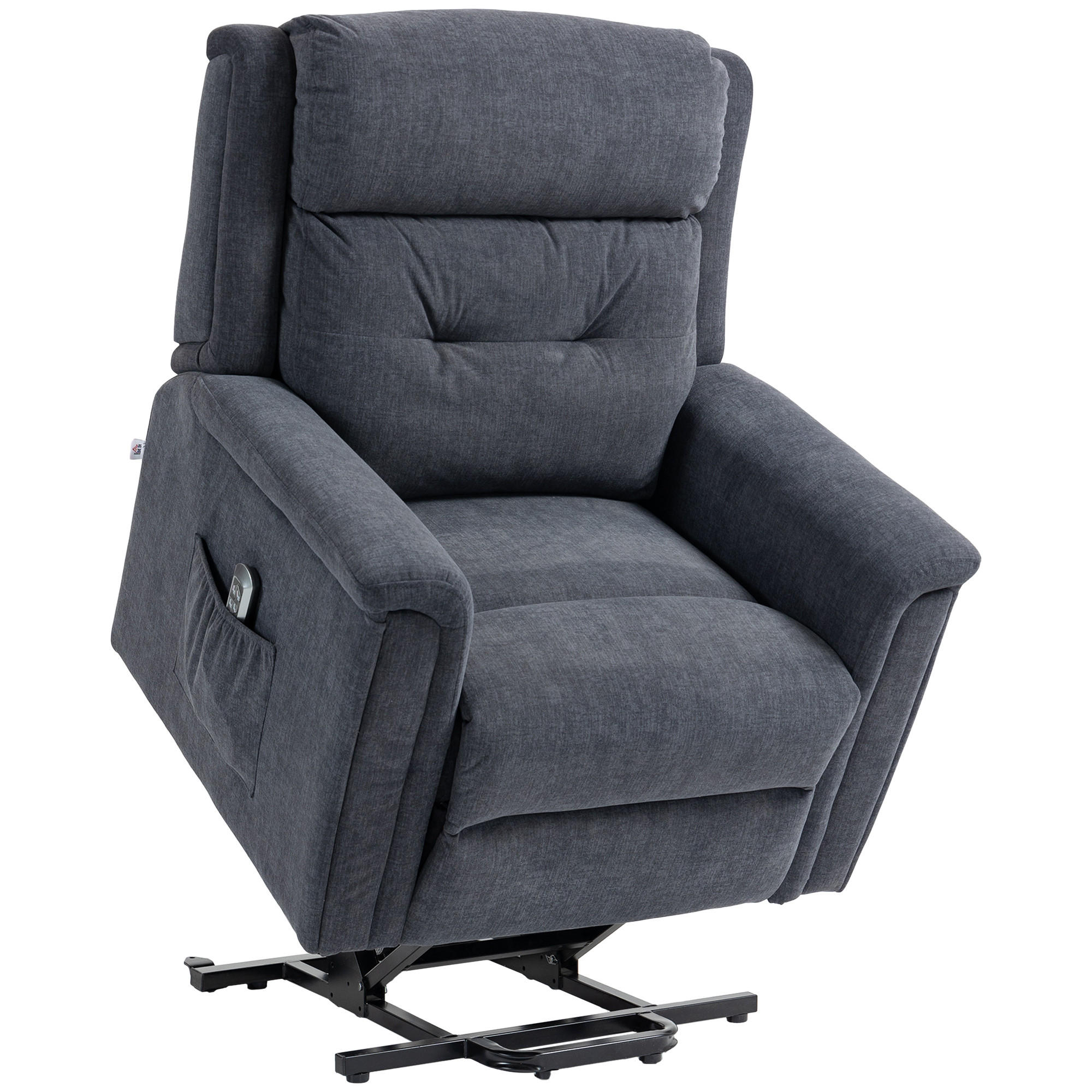 FERNSEHSESSEL mit Aufstehhilfe, Dunkelgrau - Dunkelgrau/Schwarz, Textil/Metall (87/108/92cm) - HOMCOM