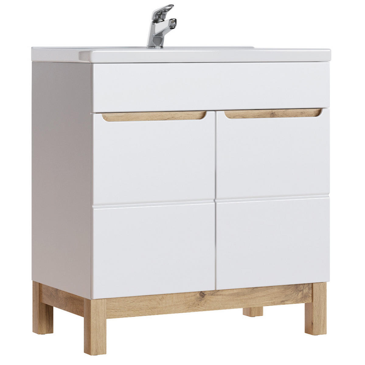 BADMÖBEL-SET 3-TLG. Solna-56 - Weiß, Holzwerkstoff (130/200/46cm) - Lomado