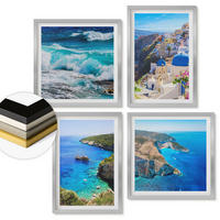WANDBILDER 4er Set - 50x50 cm & 40x60 cm Silberner Rahmen - Griechische Ansichten von Santorin Oia - Silberfarben, Kunststoff (50/50cm) - ArtPrintCave