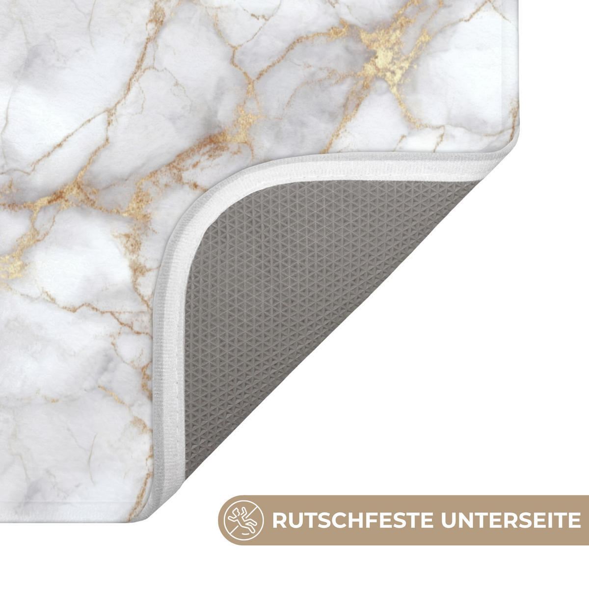 WC-VORLEGER Weiß - Gold - Marmor - Grau WC Teppich 50x80 cm - Weiß, Kunststoff/Textil (50/1cm) - OnlyWow