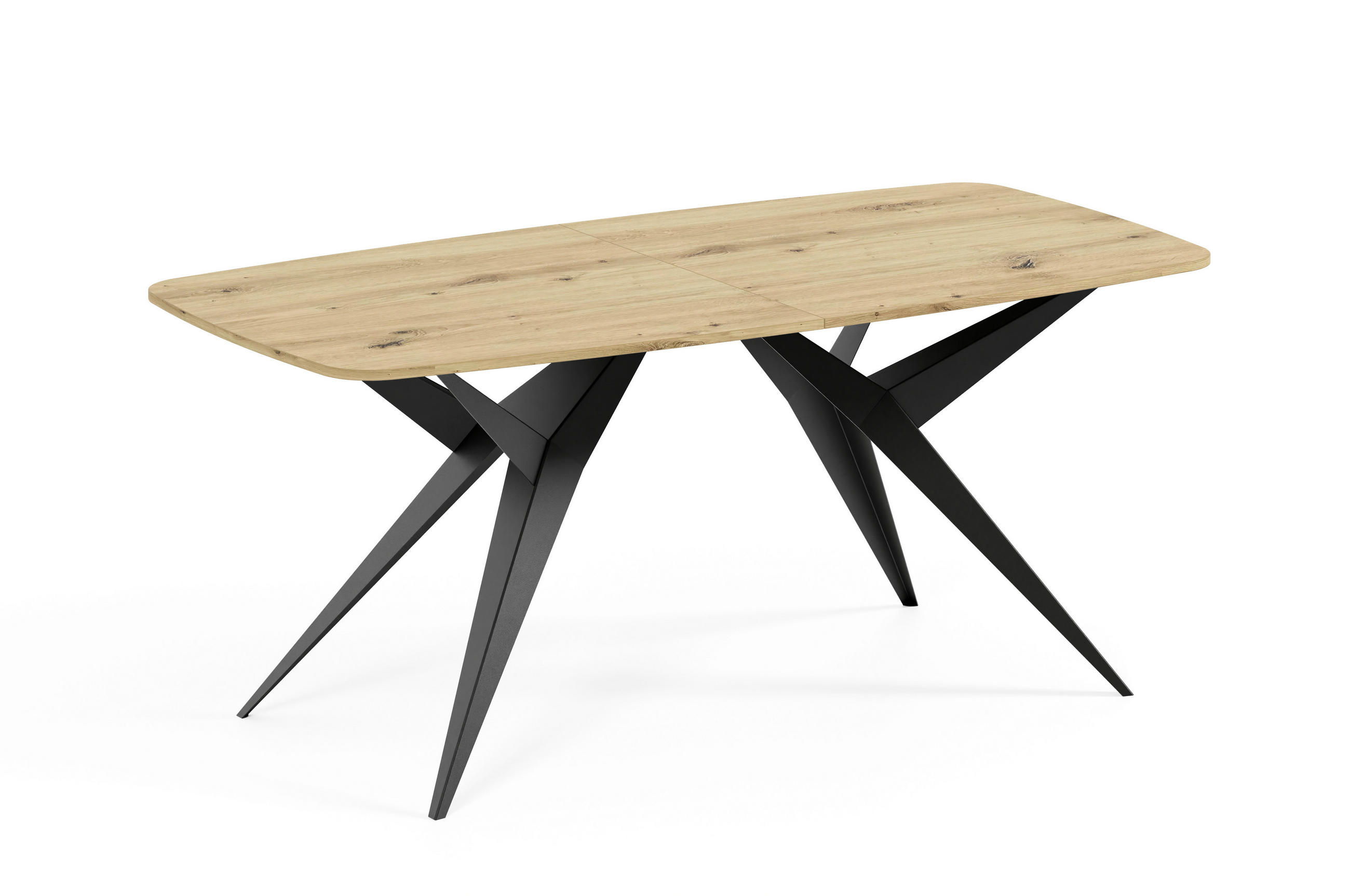 ESSTISCH AXIS - Schwarz/Eiche Artisan, Holzwerkstoff/Metall (90/180/76cm) - Meblini