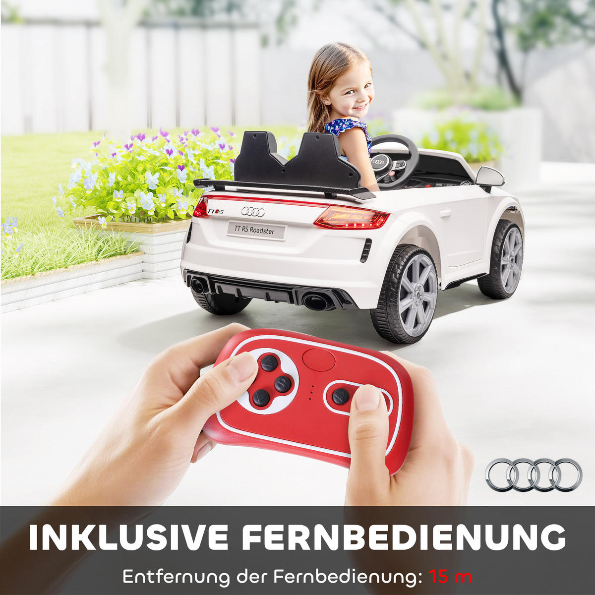 KINDER Elektroauto 12V Kinderauto mit 2,4G Fernbedienung, Musik, Weiß - Weiß, Metall (102/60/44cm) - HOMCOM