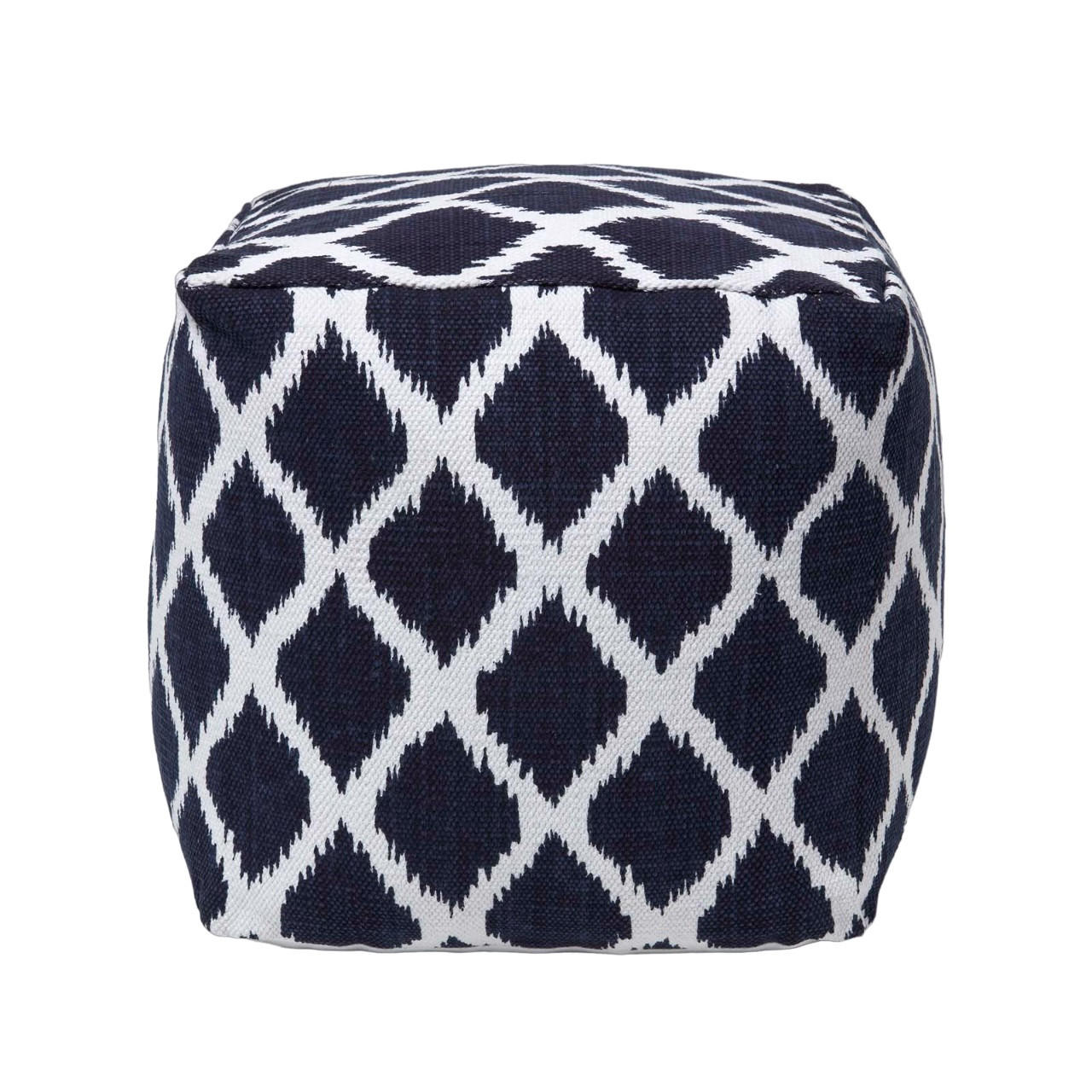 SITZWÜRFEL Ikat-Muster blau-weiß, 40/40/40 cm - Blau, Textil (40/40/40cm) - Homescapes