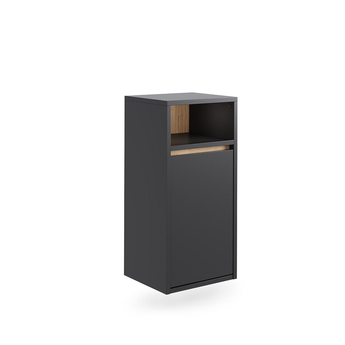 BADSCHRANK Viola Grau/Artisan 38 x 80 cm mit Wäschkorb - Eiche Artisan/Grau, Holzwerkstoff (38/80/33cm) - Vicco