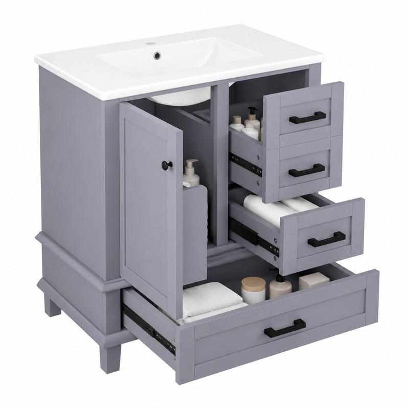 Beauniv Badezimmerschrank Grau 46x83.5x76 cm