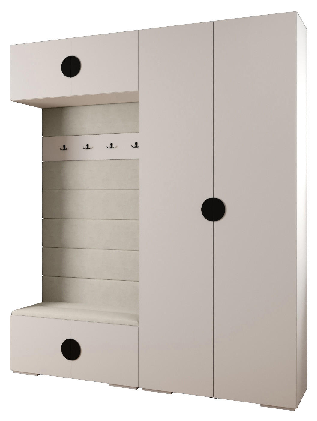 GARDEROBEN-SET 236,7/200/47 - Schwarz/Weiß, Holz/Kunststoff (200/236.7/47cm) - Abiks Möbel