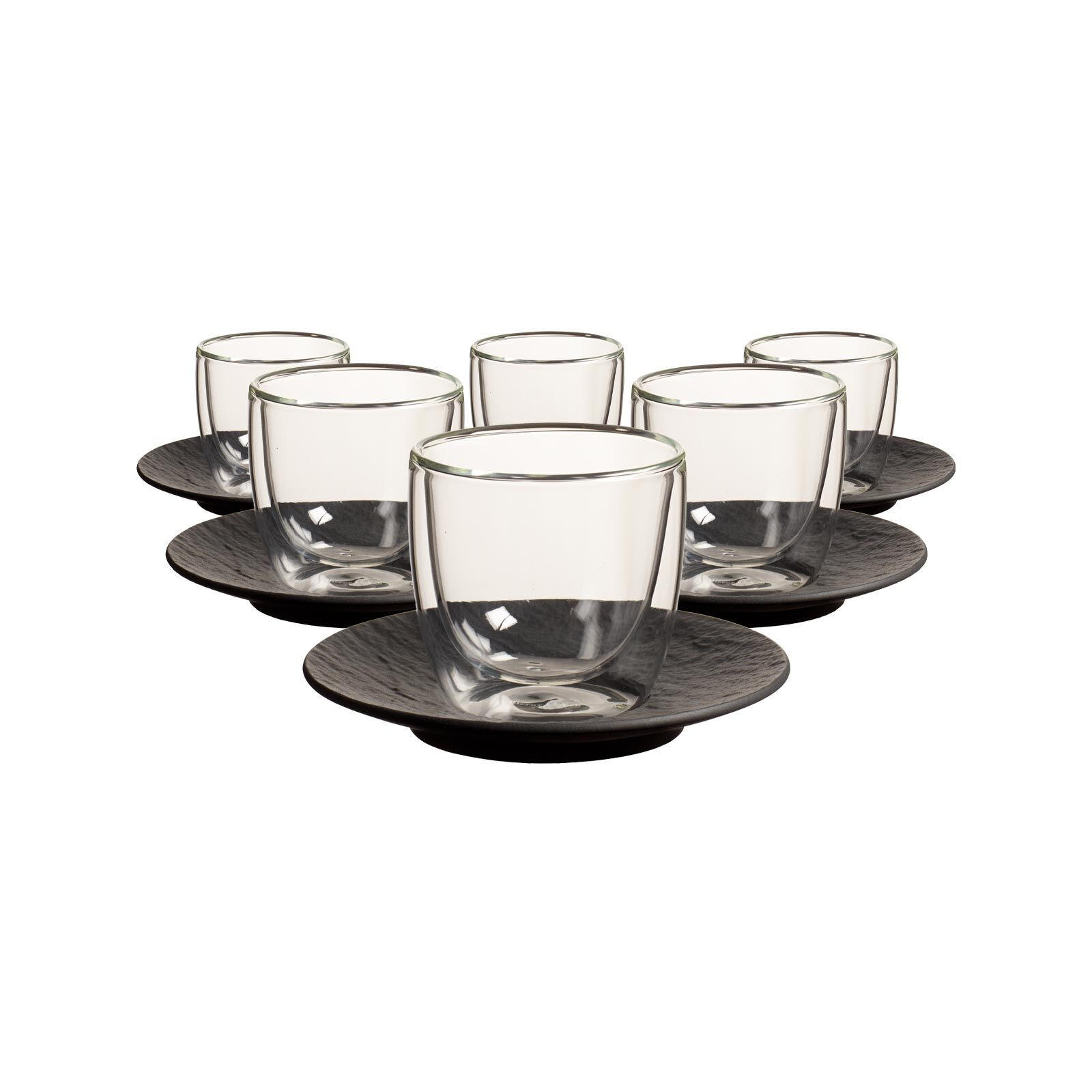 ESPRESSOGLÄSER MIT UNTERTASSEN Manufacture Rock Glow transparent 60 ml 6er Set - Transparent, Keramik (12.1/8.6/12.1cm) - Villeroy & Boch