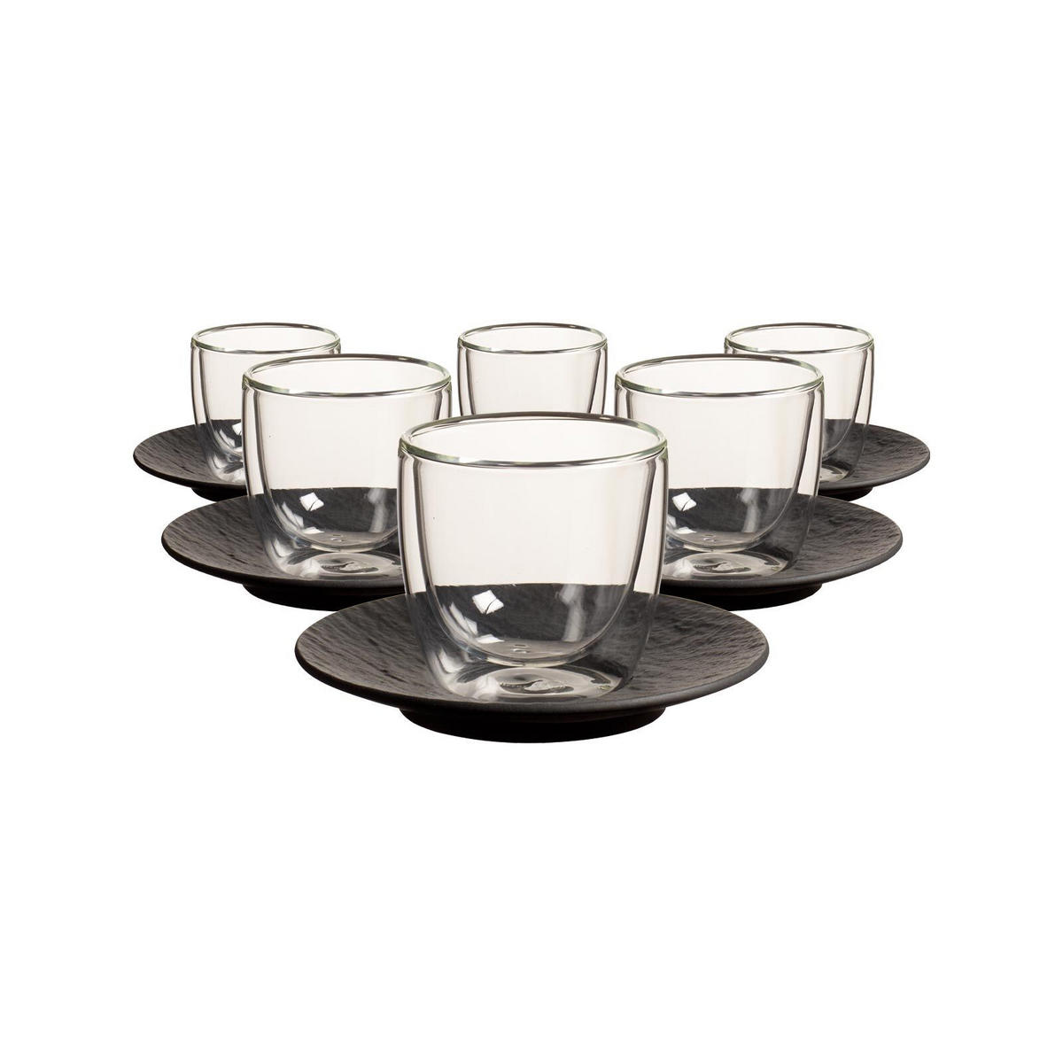 ESPRESSOGLÄSER MIT UNTERTASSEN Manufacture Rock Glow transparent 60 ml 6er Set - Transparent, Keramik (12.1/8.6/12.1cm) - Villeroy & Boch