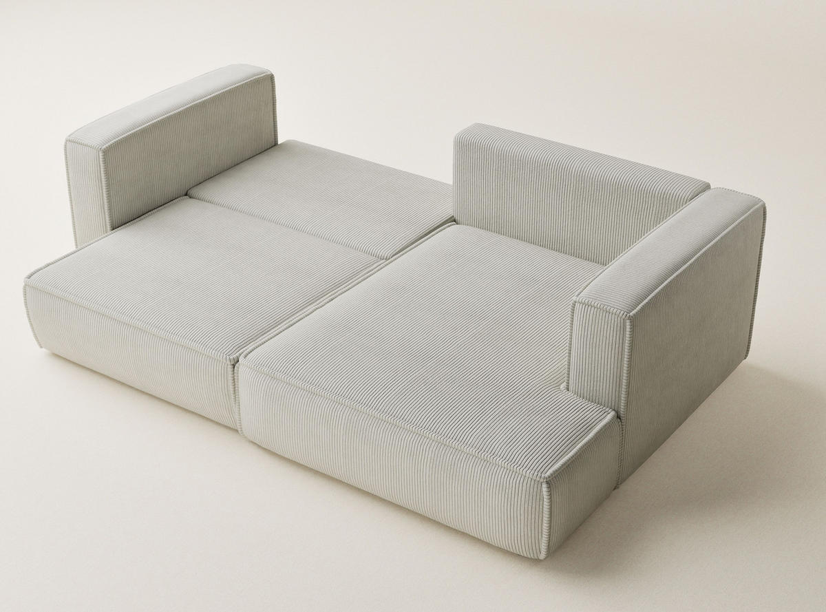 ECKSOFA MIT SCHLAFFUNKTION Velto Creme Samtstoff - Creme/Schwarz, Holz/Holzwerkstoff (250/152cm) - Maison de Reve