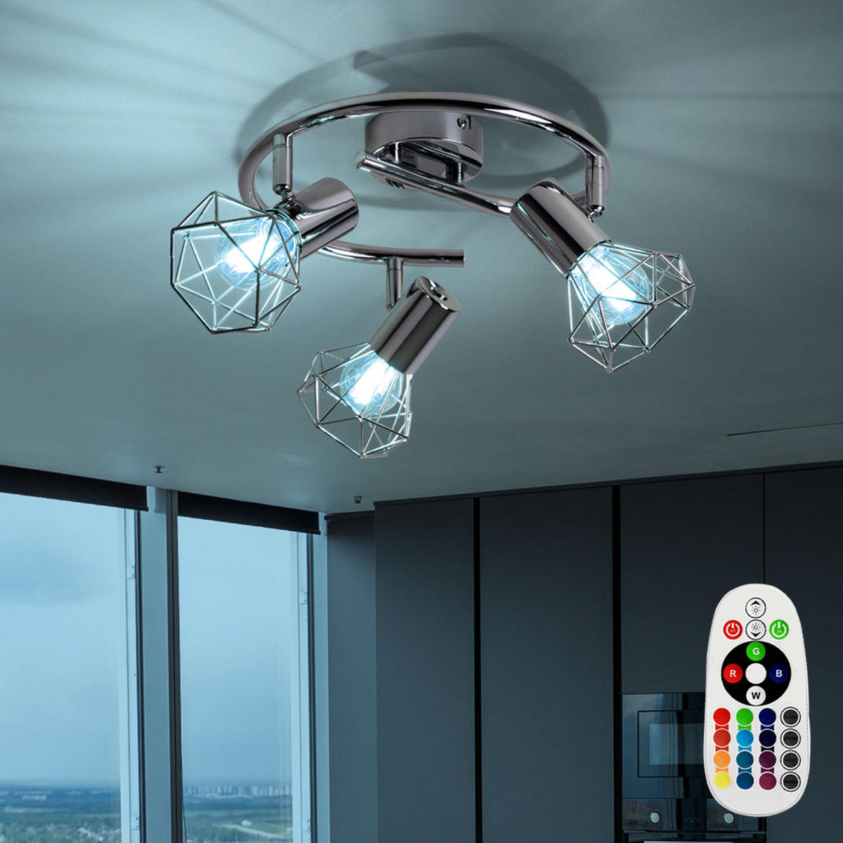 LED DECKENLEUCHTE XARA I Chrom Silber - Silberfarben, Metall (25/25/15cm)