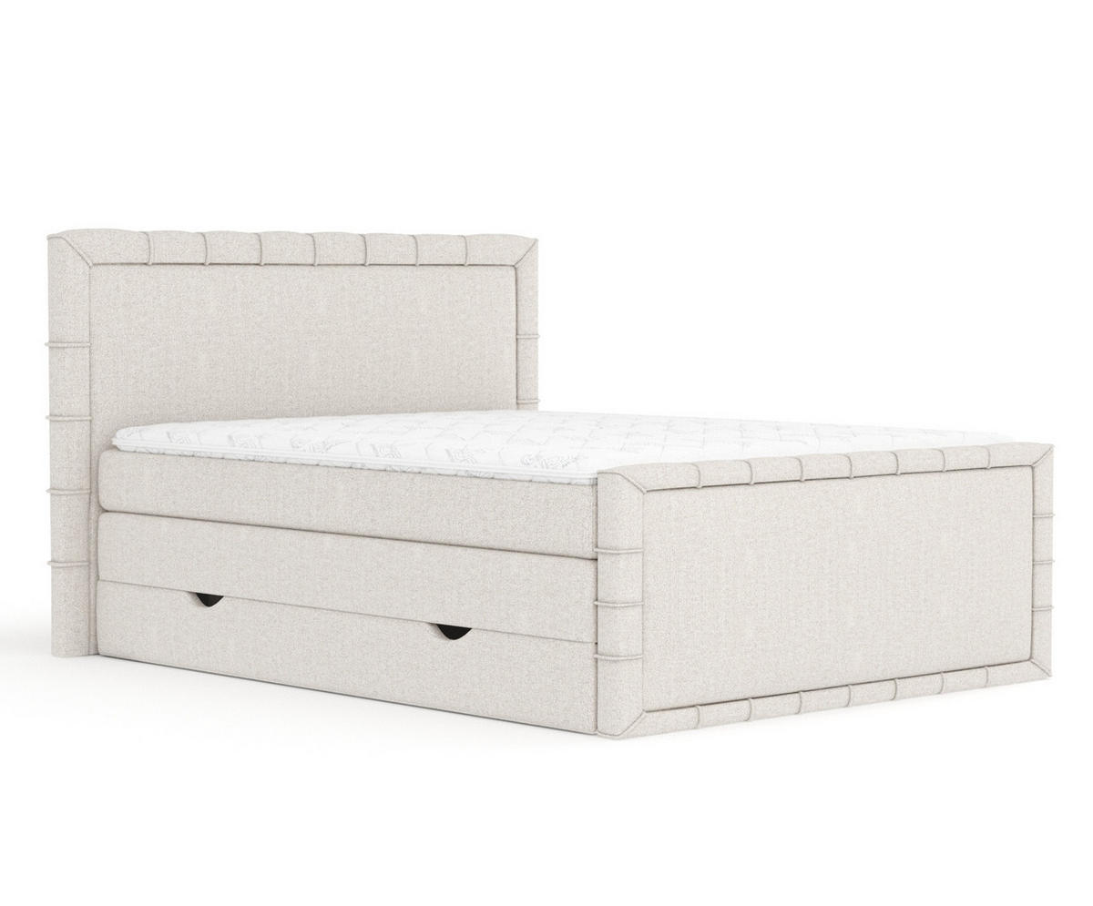 BOXBETT Estelle Beige 140/200 cm im Webstoff - Beige/Schwarz, Holz/Holzwerkstoff (140/200cm) - Maison de Reve