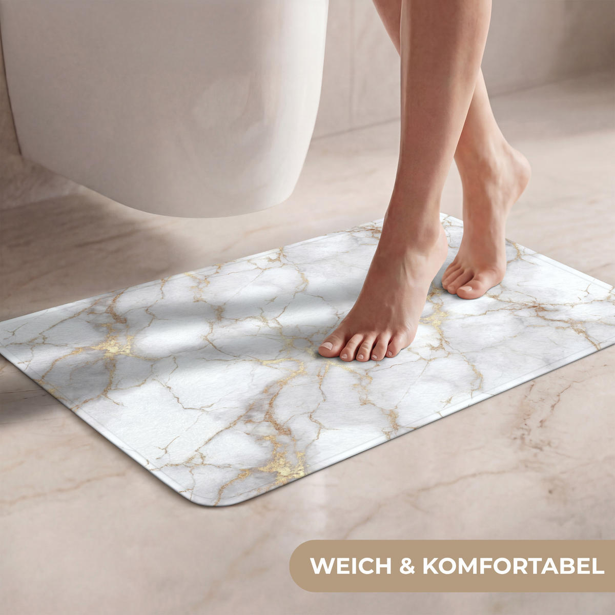 WC PŘEDLOŽKA Bílá - zlatá - mramorová - šedá 60x40 cm - bílá, textil/plast (60/1cm) - OnlyWow