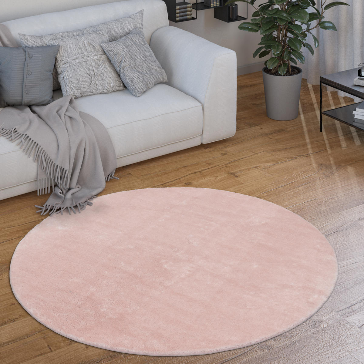 KURZFLORTEPPICH 200/200 cm Cadiz 630 - Rosa, Textil (200/200cm) - Paco Home