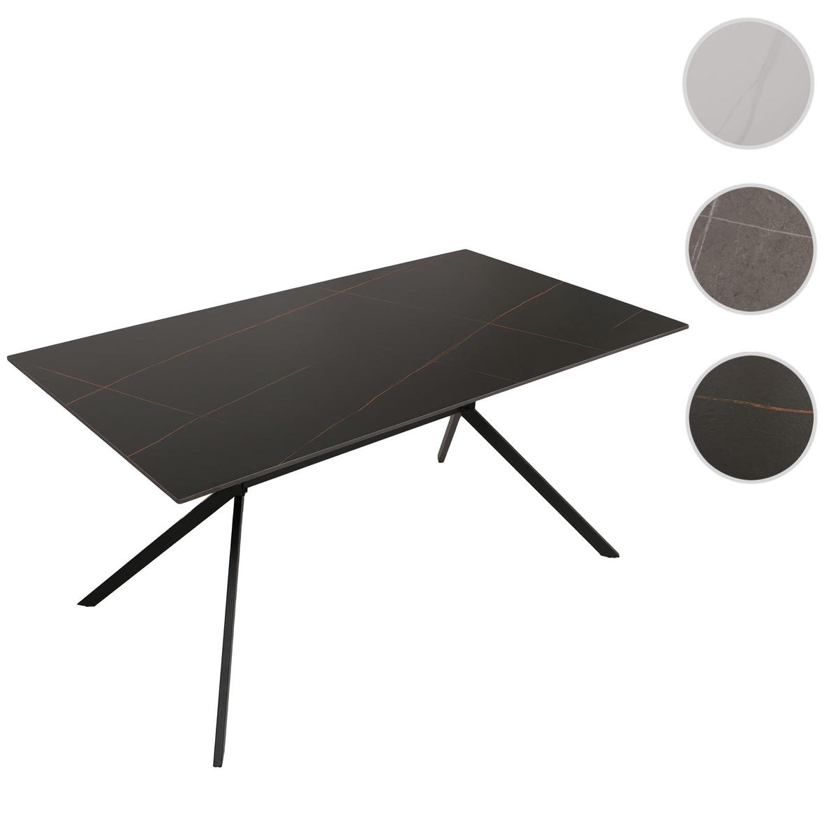 ESSZIMMERTISCH eckig Schwarz - Schwarz, Stein (90/160/76cm) - MCW