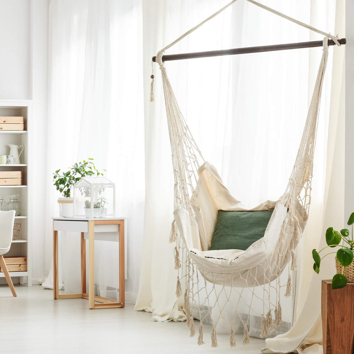 HÄNGESESSEL Beige 130/90/130 cm - Beige, Naturmaterialen (130/130/90cm) - Mobili Rebecca
