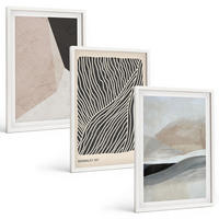 BILDER SET 3er Set - 40x60 cm Weißer Rahmen - Abstrakte Muster in Beige und Grau - Weiß, Kunststoff (40/60cm) - TULUP