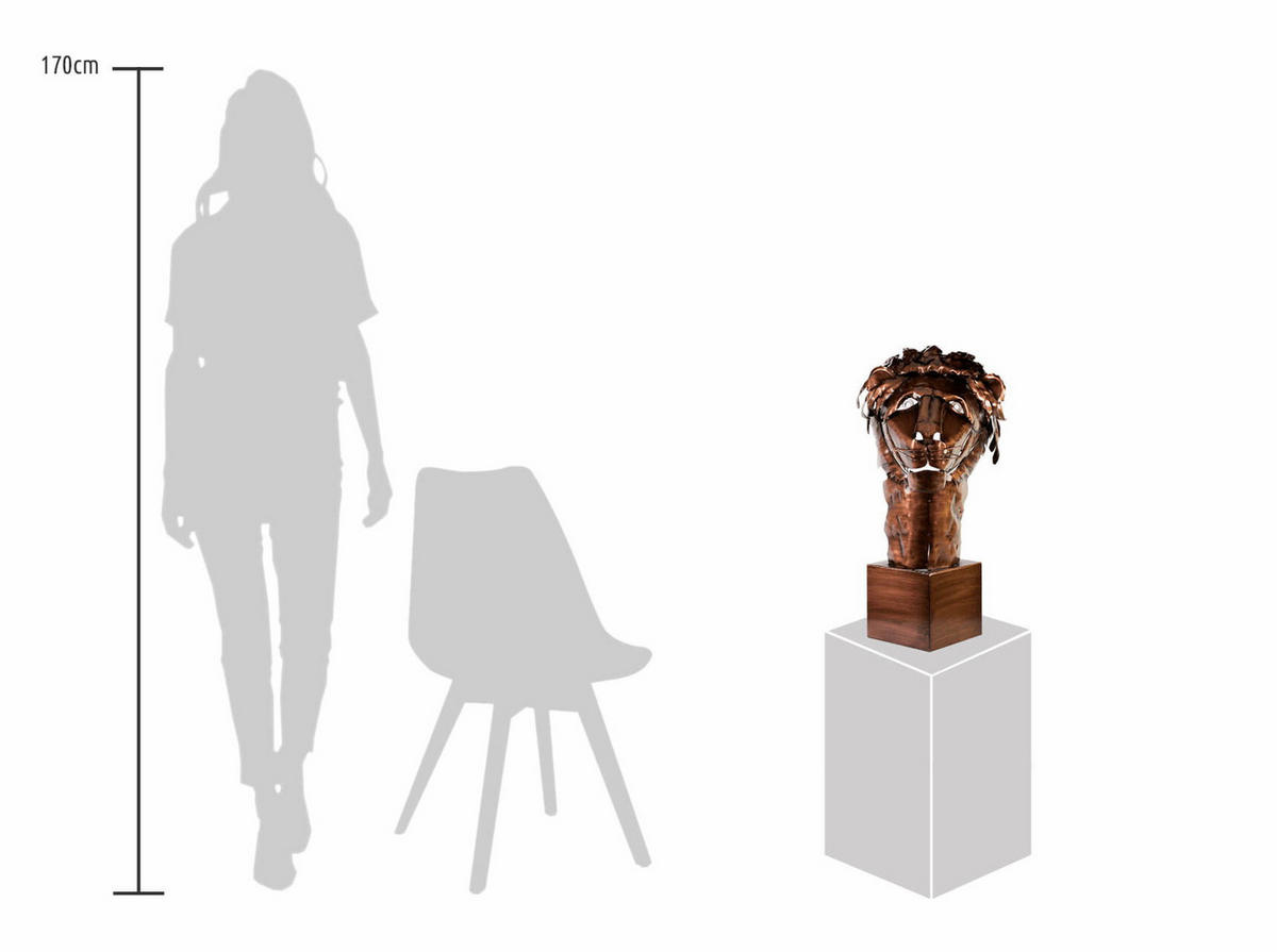 METALLSKULPTUR Braun 63/40 cm - Braun, Metall (2.3/40/35cm) - KUNSTLOFT