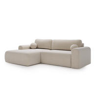ECKSOFA Aurora Creme, mit Schlaffunktion in Lambi Stoff, linke seite - Creme, Holzwerkstoff/Textil (257/177cm) - Bettso