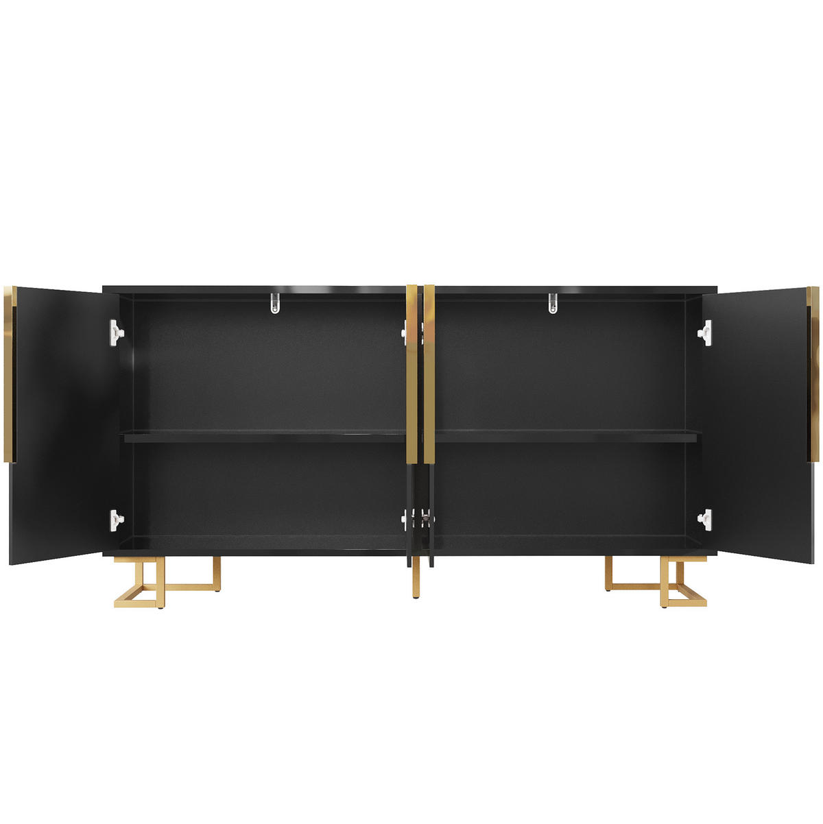 SIDEBOARD 152/40/75 cm mit 2 Türen, 4 Fächern und Kippschutz aus MDF, Schwarz - Schwarz, Holzwerkstoff (152/75/40cm) - Redom