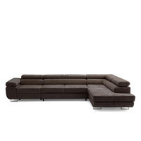 ECKSOFA WILD MAXI L Rechts mit Schlaffunktion 125x195 Chenille Dunkelbraun - Chromfarben/Dunkelbraun, Holz/Textil (350/203cm) - Muffo