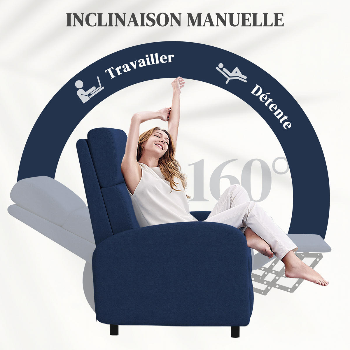 RELAXSESSEL, Liegesessel, bis 160° verstellbar, integrierte Fußstütze, Entspannung - Multicolor, Holzwerkstoff (64/102/86cm) - FORIOUS