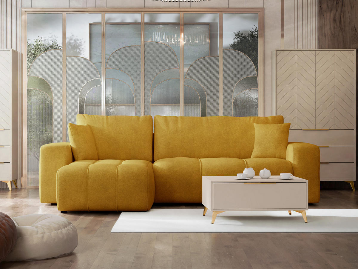 ECKSOFA Furyn - Gelb/Schwarz, Holz/Kunststoff (244/145cm) - MIRJAN24