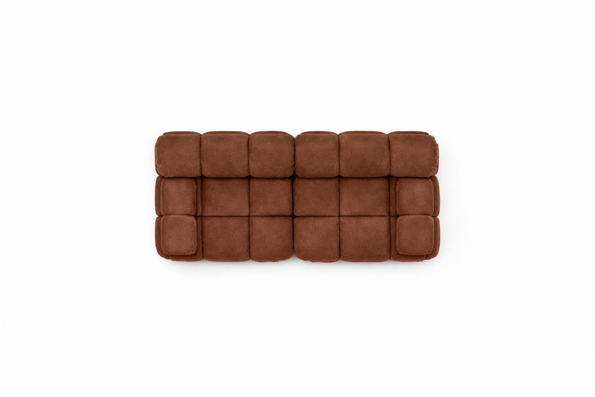 COUCH, 2-Sitzer Modular, Veloursstoff Salvador, Dunkelbraun, Selia - Dunkelbraun, Holz (190/70/95cm) - Kaiser Möbel