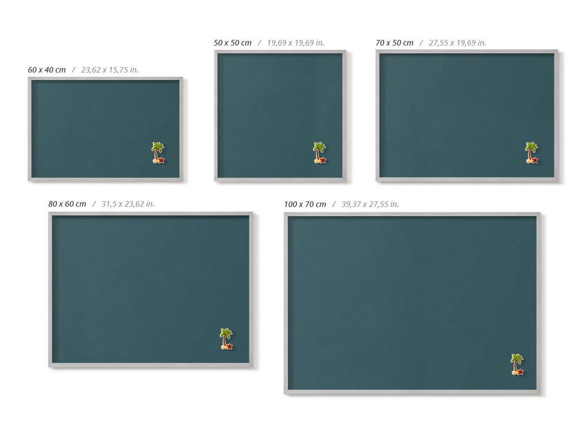 MAGNETTAFEL 100x70 cm Weißer Rahmen Dunkles Petrol - Opal, Metall (100/70/0.4cm) - TULUP