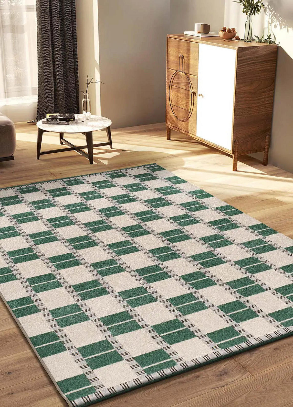 KURZFLORTEPPICH Grün / Beige Astra 133/190 cm - Beige/Grün, Naturmaterialien/Textil (133/190cm) - Atticgo