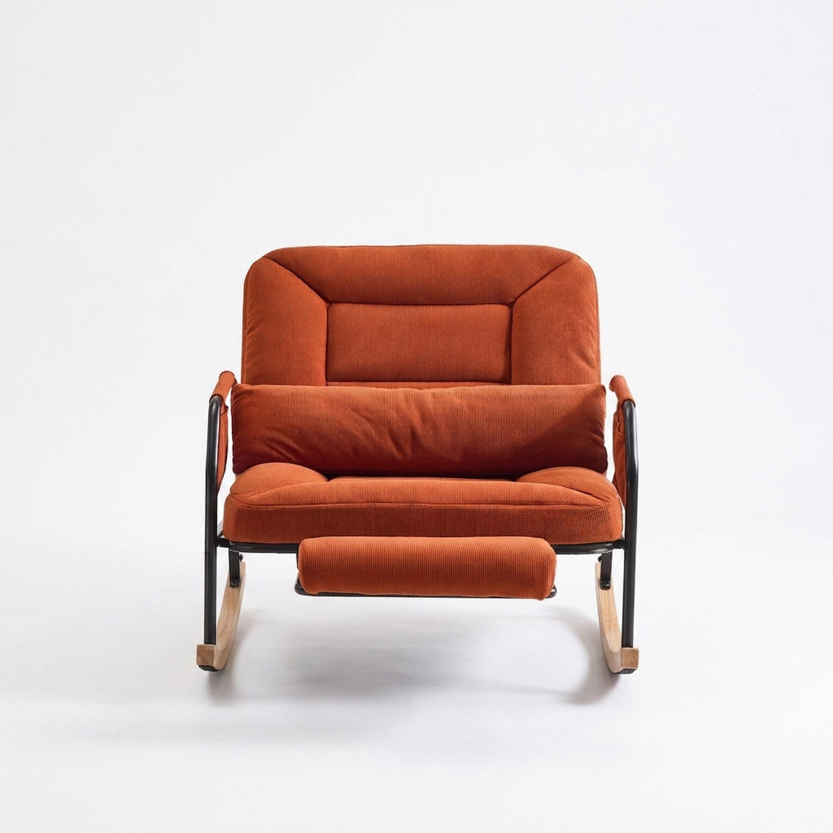 SCHAUKELSTUHL Braun Cord mit Fußstütze und Lendenkissen - Braun, Textil (87/89/88cm) - Oxeza