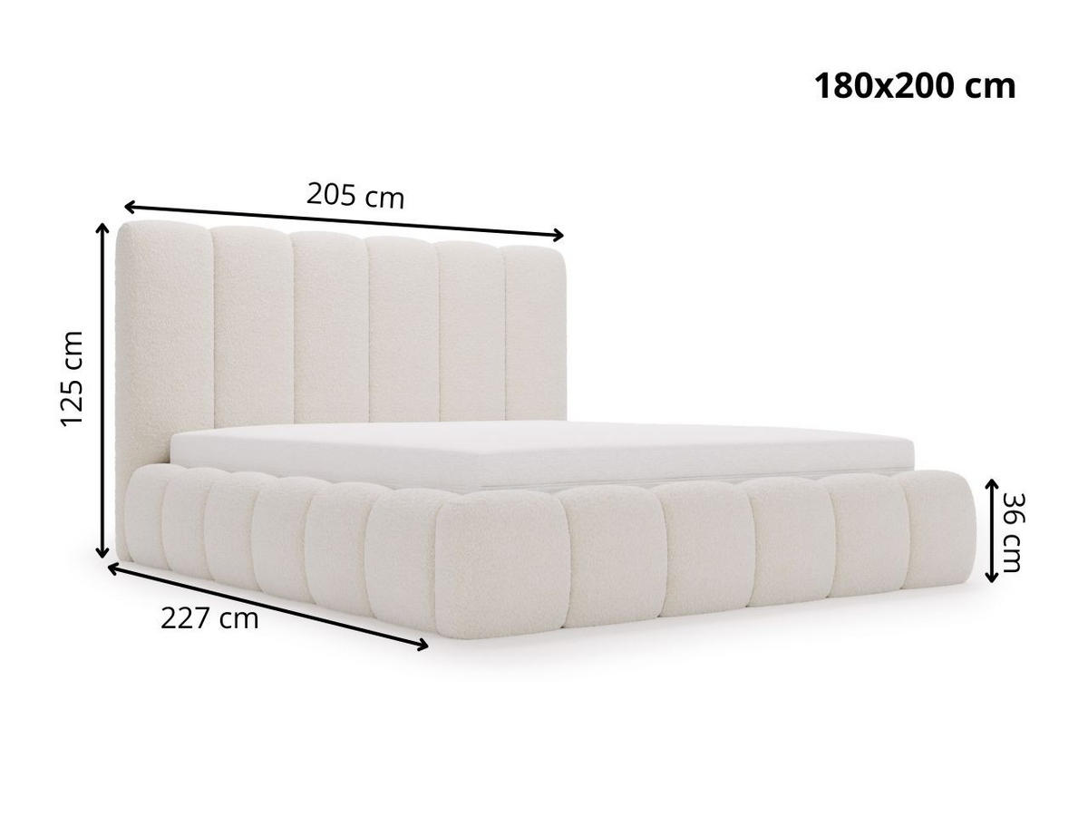 POLSTERBETT Imperial 180x200 Bouclé-Stoff Creme - Creme, Textil (180/200cm) - Graingold