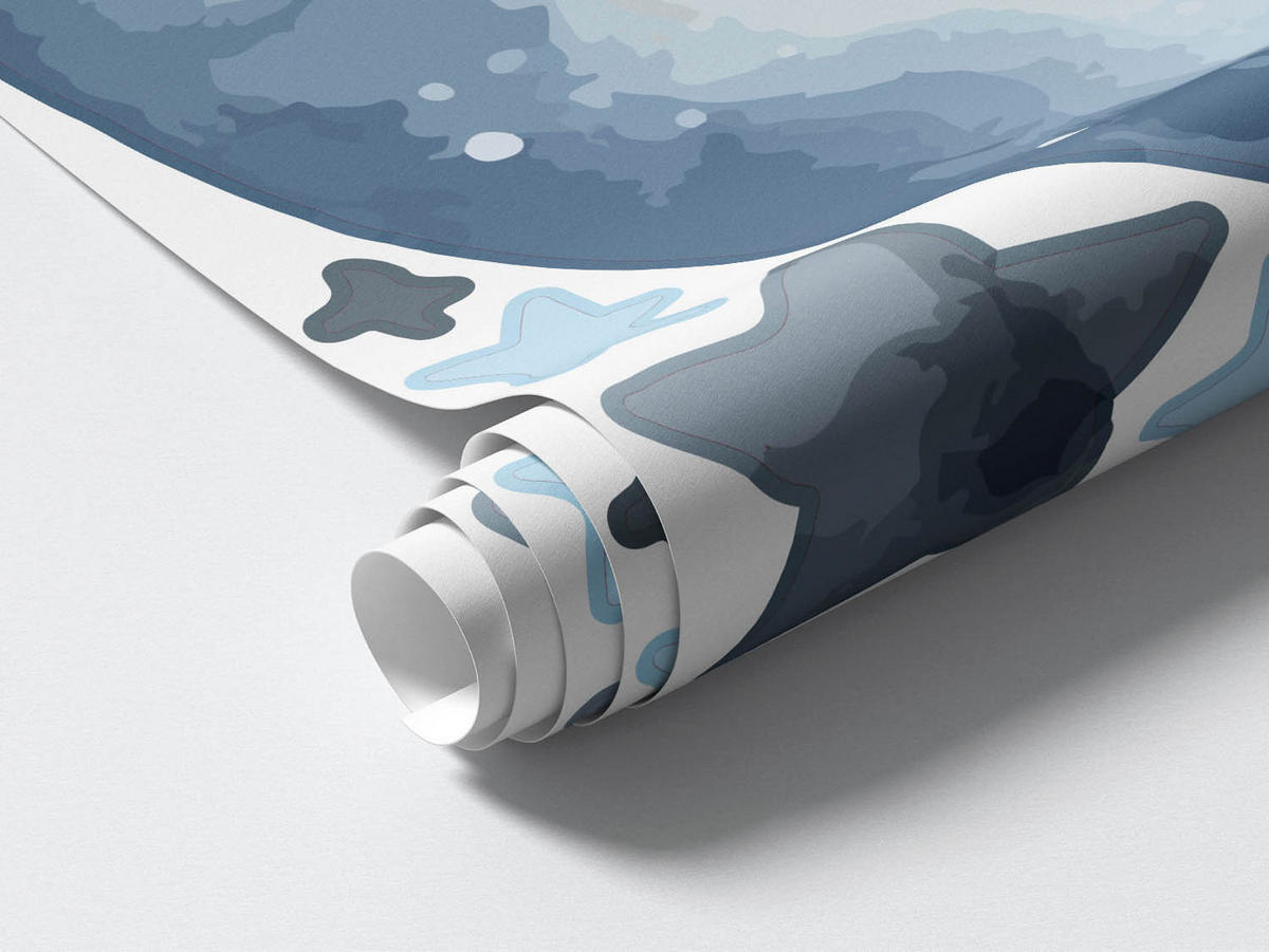 WANDAUFKLEBER 130x225cm - Fröhlicher Mondstern - Multicolor, Kunststoff (130/225/0.1cm) - Wallfluent