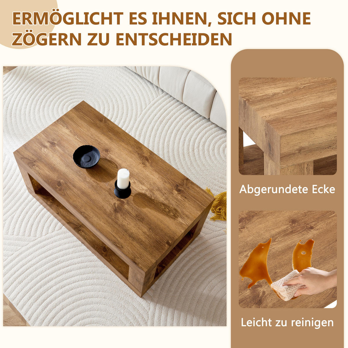 COUCHTISCH Holzfarben 93/53/45,5 cm - Naturfarben, Holzwerkstoff (53/93/45.5cm) - PANGIVO