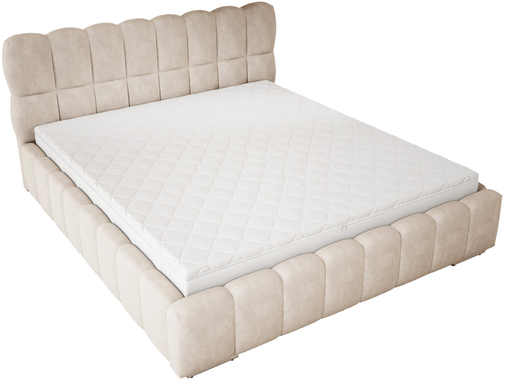 DOPPELBETT 160x200 cm Avilla mit Bettkasten, Lattenrost, Samt, Beige - Beige, Holz/Textil (160/200cm) - Emporius