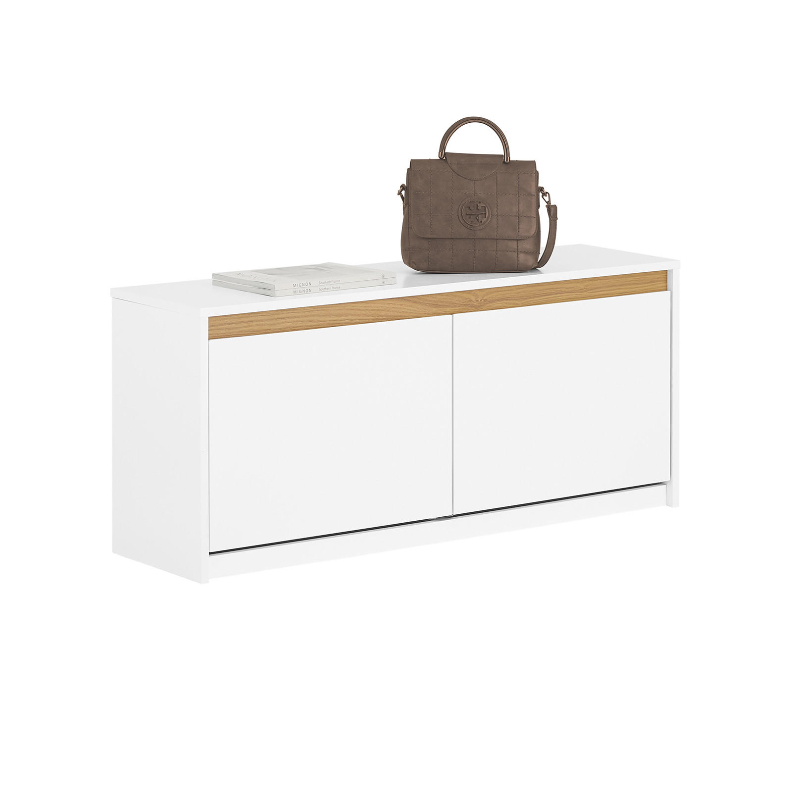 SCHUHBANK Weiß - Weiß, Holzwerkstoff (104/47/30cm) - SoBuy