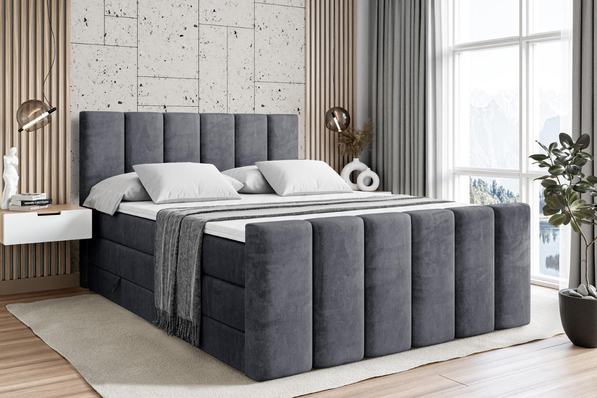 BOXSPRINGBETT BOXI1-Z KING - 200x200 - H3/H4 - Dunkelgrau - Dunkelgrau, Holzwerkstoff (200/200cm) - ALTDECOR