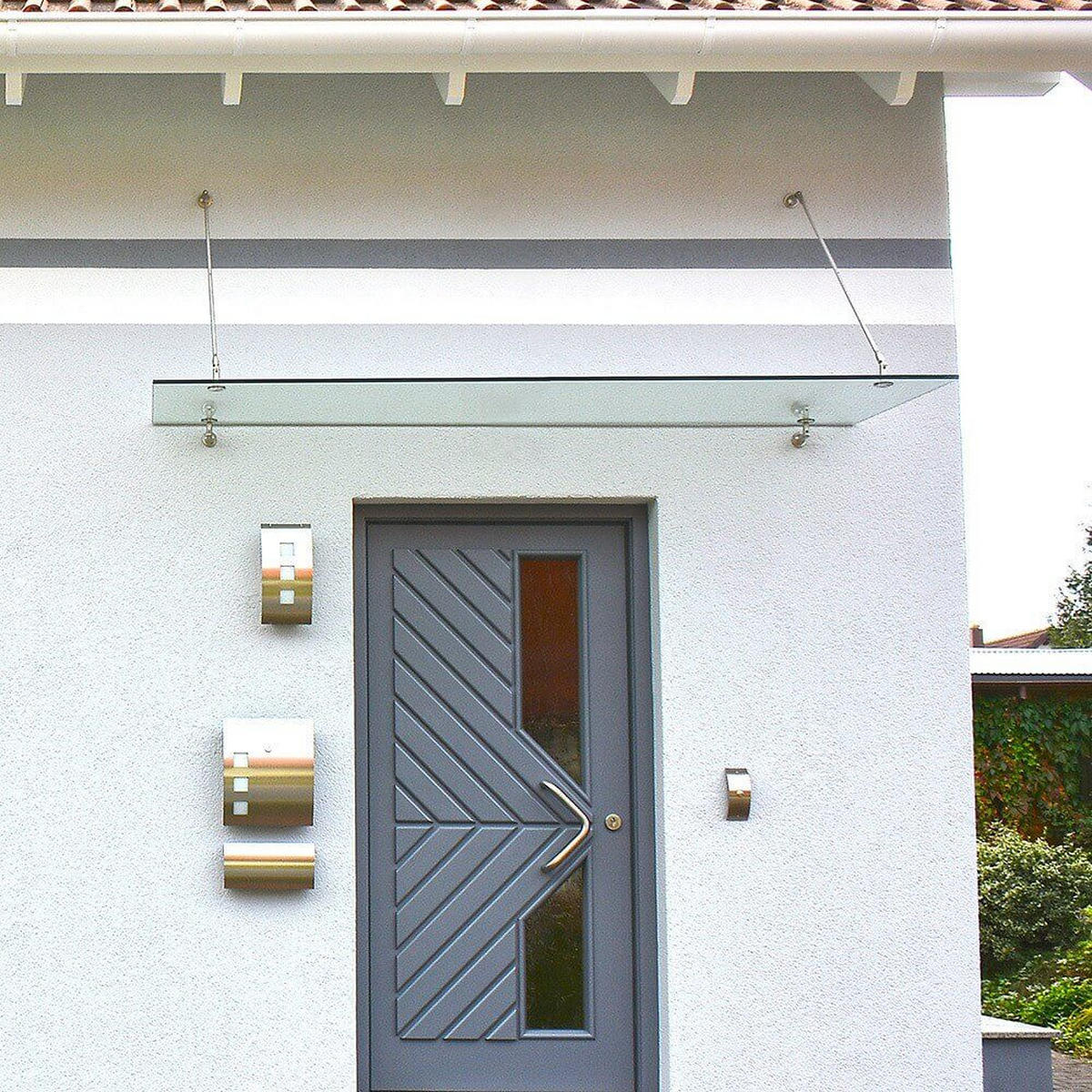 GLASVORDACH RENMA - Größe: 200 - Transparent, Glas (200.2/1.2/90.1cm) - Home Deluxe
