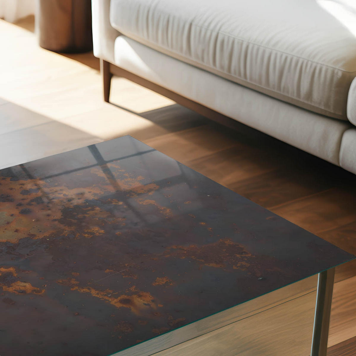 TISCHPLATTE 50x50 cm – Industrielle Textur - Grau, Glas (50/50/0.4cm) - Wallfluent