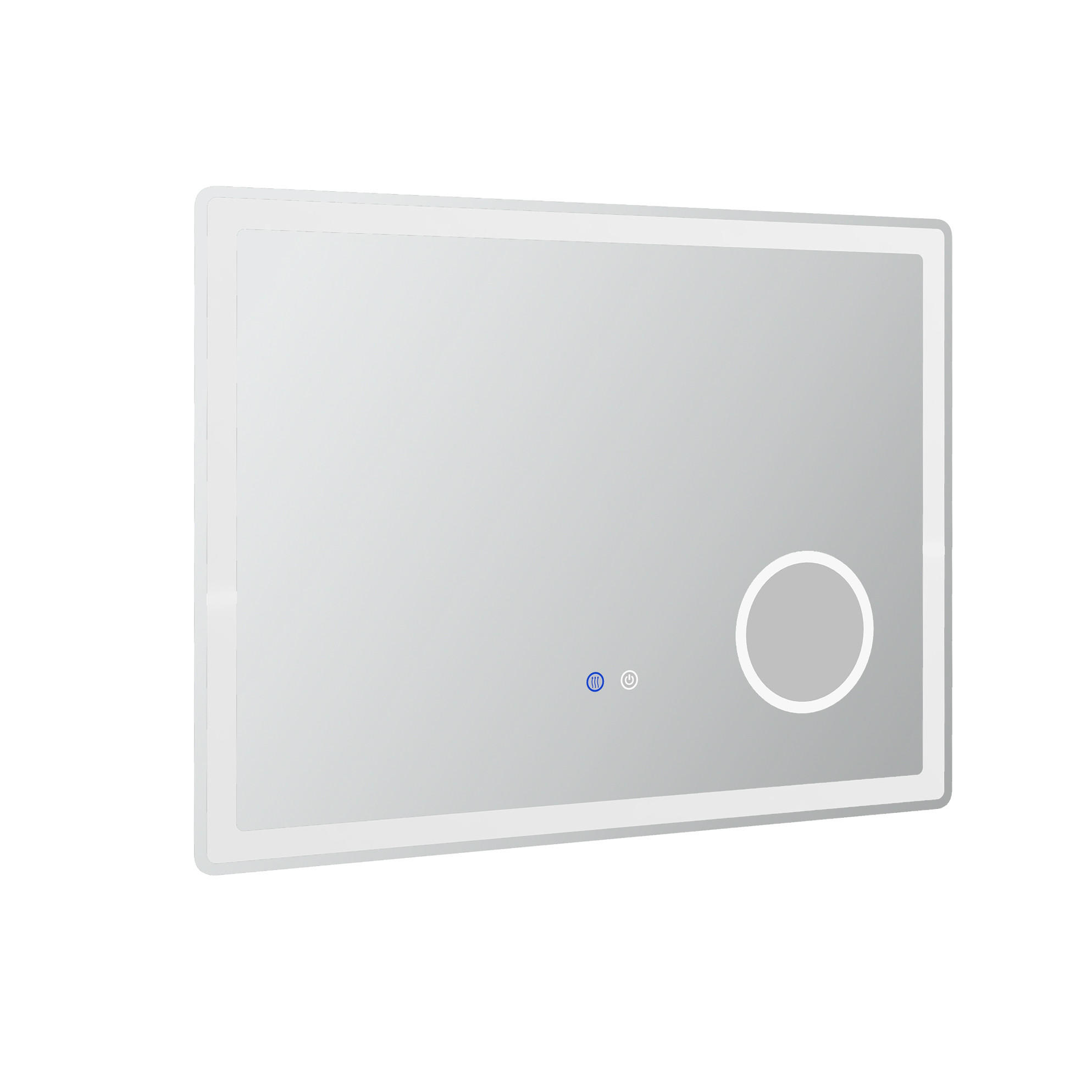WANDSPIEGEL 80/3,8/60 cm weiß aus Eisen mit LED, Touch und Antibeschlag - Weiß, Metall (3.8/60/80cm) - OKWISH