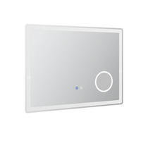 WANDSPIEGEL 80/3,8/60 cm weiß aus Eisen mit LED, Touch und Antibeschlag - Weiß, Metall (3.8/60/80cm) - OKWISH