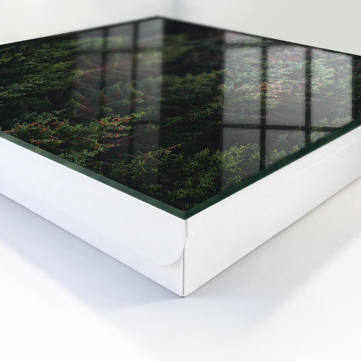 SCHLÜSSELBOX Weiß 30x30 cm – Türöffnung nach rechts - Grüner Wald - Grün, Metall (30/30/5cm) - TULUP