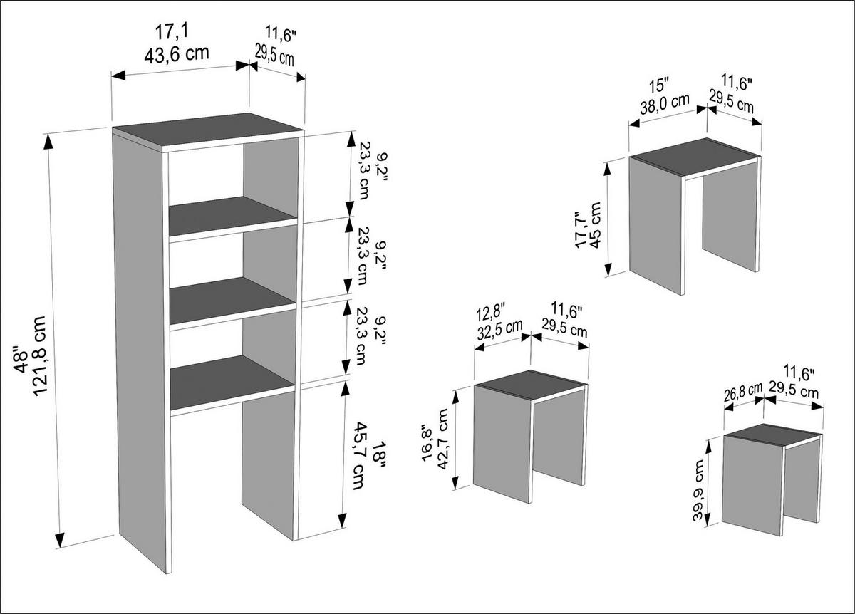 BÜCHERREGAL Melo - Weiß, Holzwerkstoff (44/122/30cm) - Decorotika