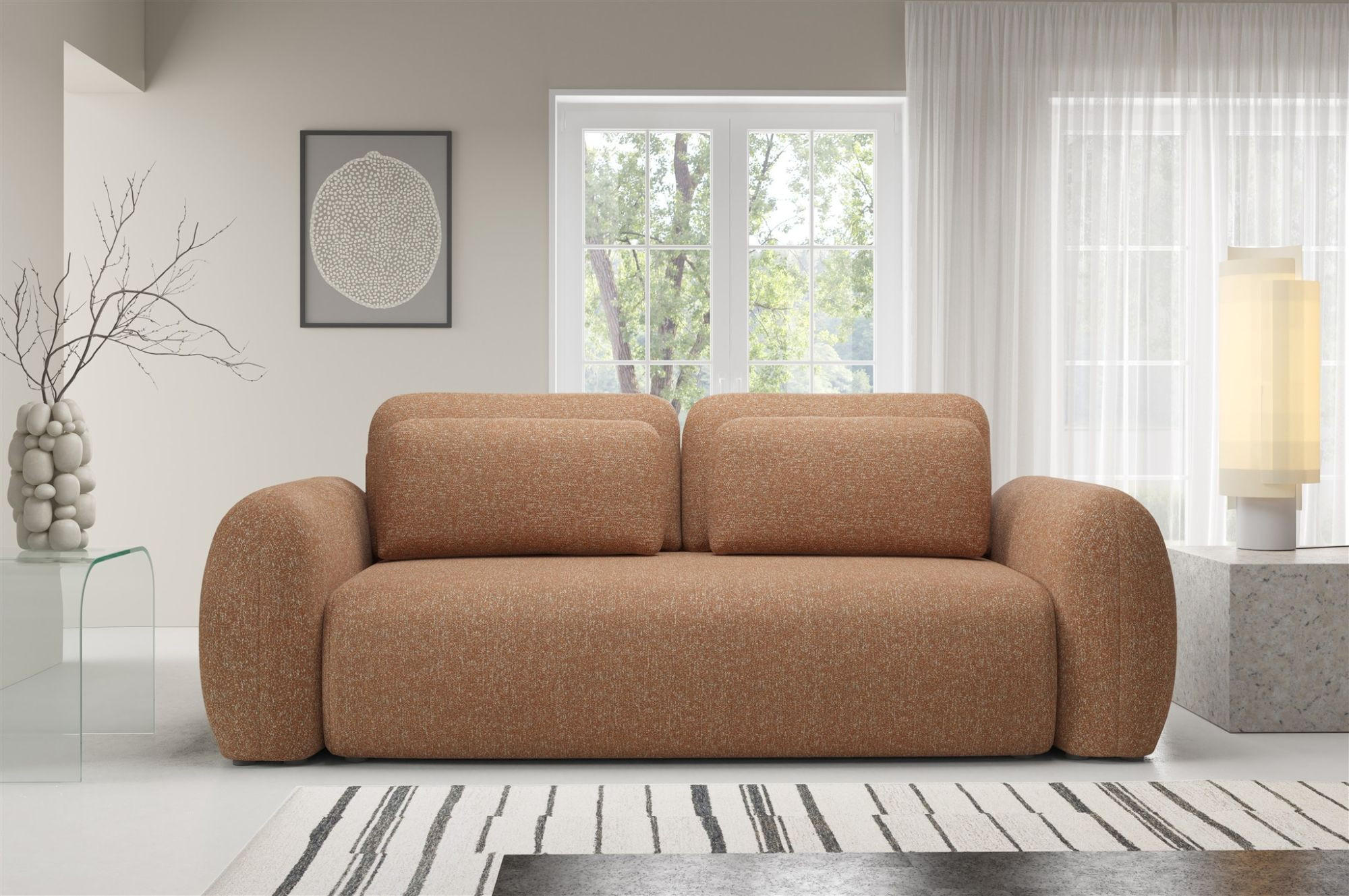 SCHLAFSOFA Gaston - Rotbraun, Holzwerkstoff/Textil (266/95/110cm) - Fun Möbel