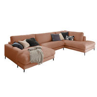 WOHNLANDSCHAFT CARA Braun Cord - Dunkelbraun/Schwarz, Textil (341/84/223cm) - KAWOLA
