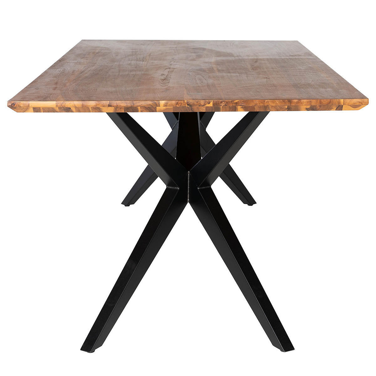 ESSTISCH - Akazie massiv / Eisen - Akazie / Schwarz - Akaziefarben, Holz (100/220/75cm) - home24