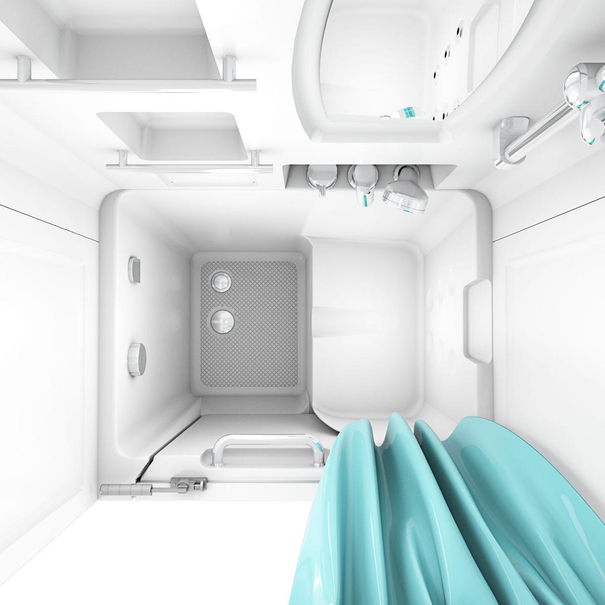 DUSCHE mit Sitzwanne und Tür S02D-B-R - Weiß, Glas/Kunststoff (100/78/205cm) - AcquaVapore by Sandra Jentho