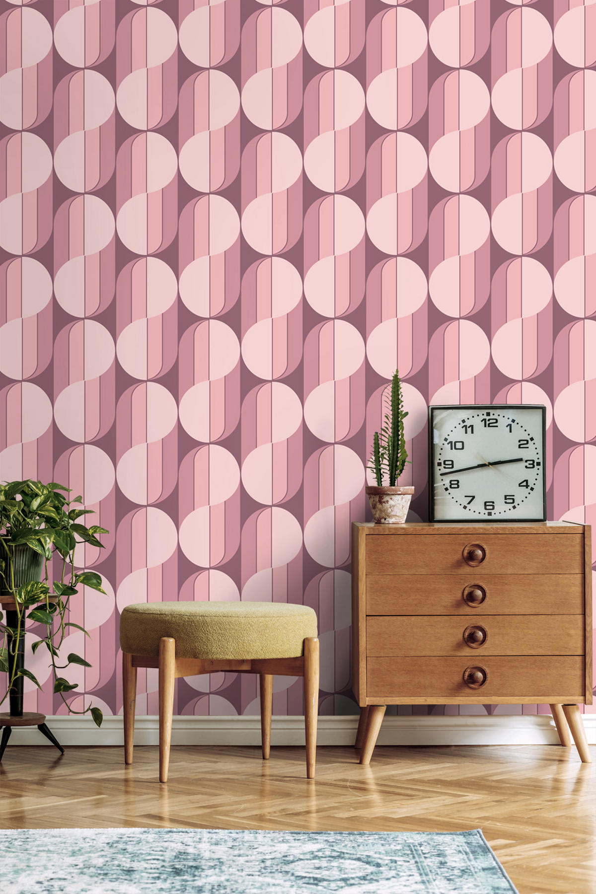 TAPETE Retro-Ornamente 50 x 900 cm - Lila, Papier (50/900cm) - ESTAhome