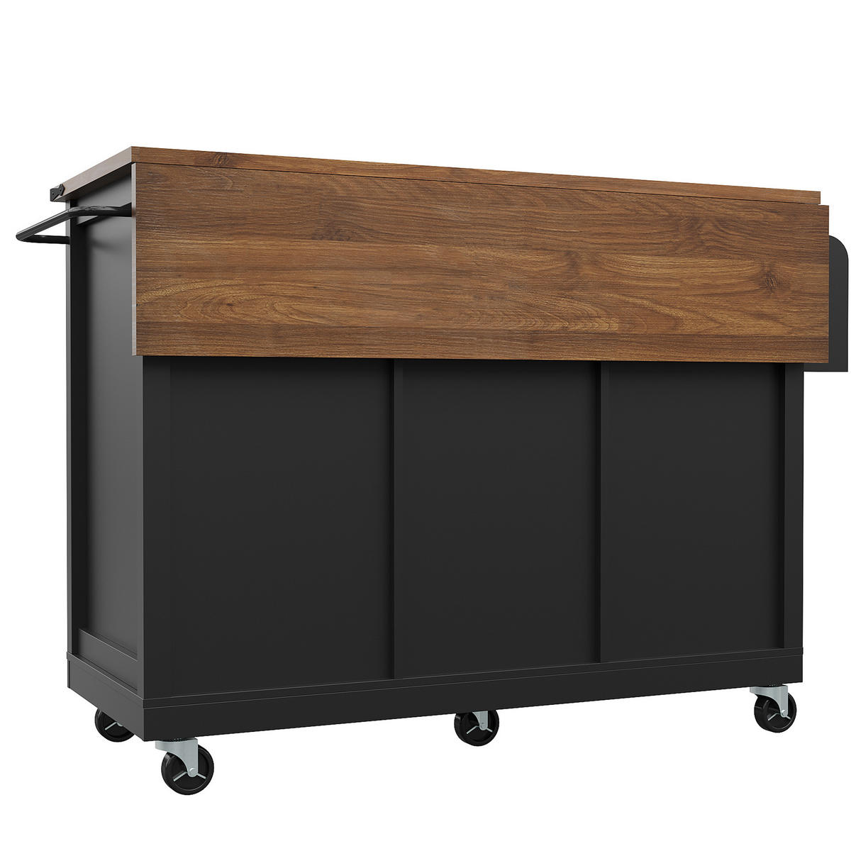 KÜCHENINSEL 140/45/94 cm schwarz mit klappbarer Arbeitsplatte - Schwarz, Holzwerkstoff (140/94/73cm) - OKWISH