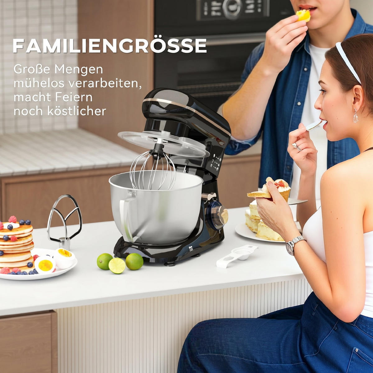 KÜCHENMASCHINE Edelstahl Kunststoff Beige - Edelstahlfarben/Schwarz, Metall (22/29/35cm) - HOMCOM