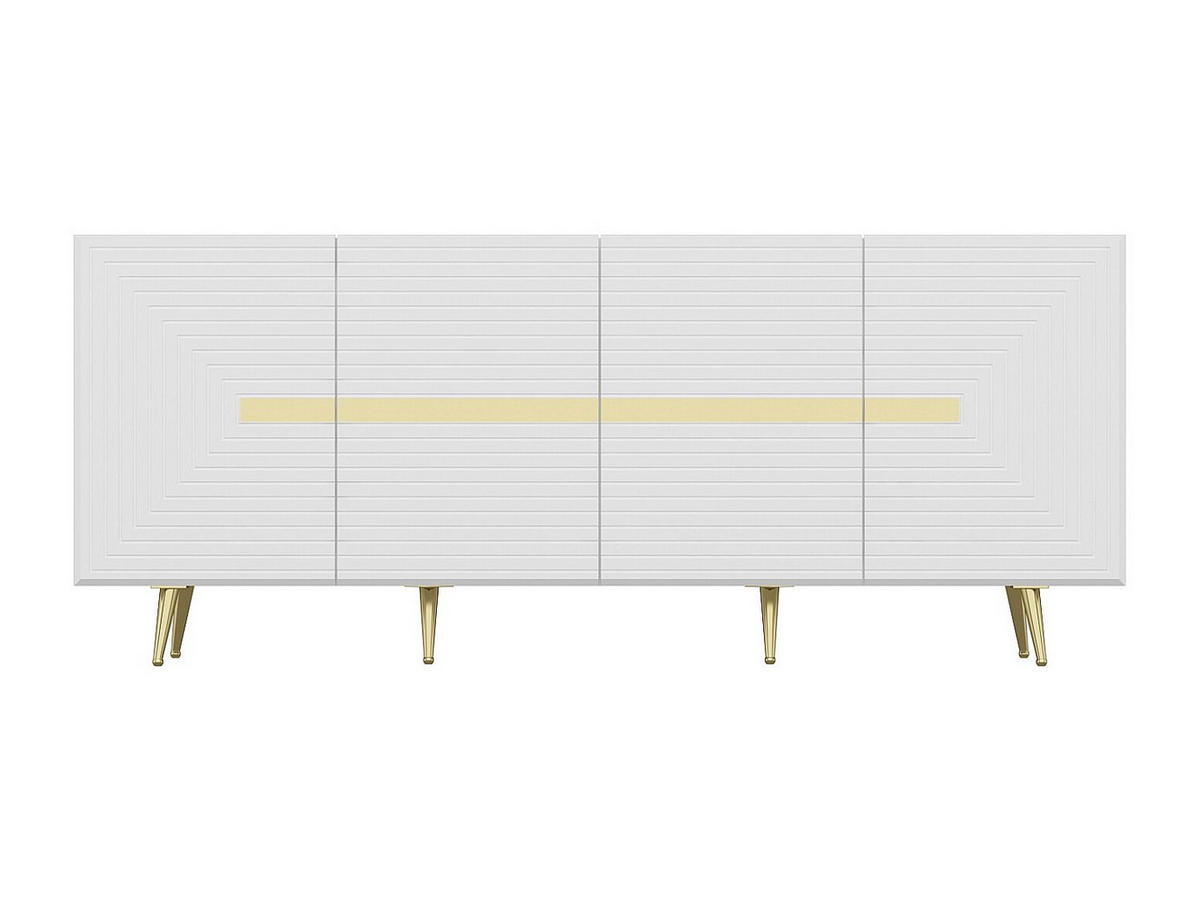 SIDEBOARD mit 4 Türen - MDF - Weiß & Goldfarben - MOLYA - Weiß, Holz (180/75/47cm) - Vente-Unique